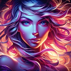 Fiery silhouette of a dancing woman surrounded by flames, capturing the essence of energy, passion, and movement