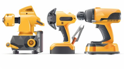 Obraz premium electric grinding machine in different angles on a white background. Tools isolated on white. Photo realistic photo.