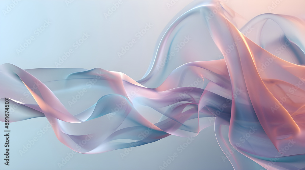 Poster Elegant abstract art with soft pastel colors and flowing shapes, creating a serene and graceful visual effect.