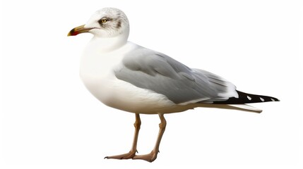 Obraz premium Seagull. White and Grey Gull, Wild Seabird Isolated on White Background. Animals isolated on white. Photo realistic photo.