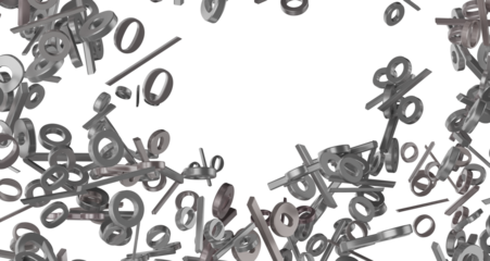 A chaotic swirl of silver zeros and percent signs Is this a sale or a math problem