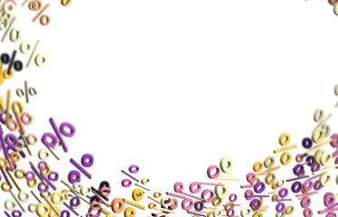 A colorful background of percentage symbols Get ready for some amazing deals