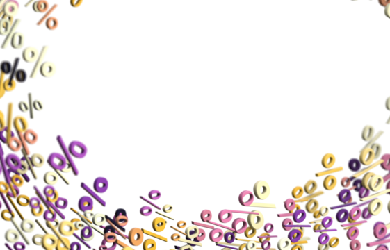 A colorful background of percentage symbols Get ready for some amazing deals