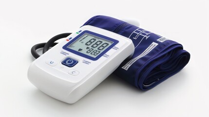 A digital blood pressure monitor with an easy-to-read display and automated cuff inflation, used for accurate and quick measurements.