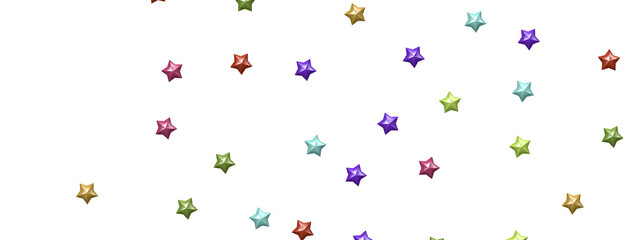 A scattering of colorful stars on a black background