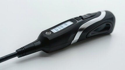 A digital otoscope with a clear display and ergonomic design, used for examining the ear.