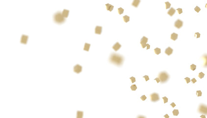 Golden geometric shapes dance against a black backdrop