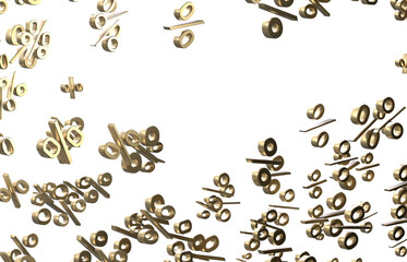 Golden percent signs falling on a black background It s time for a sale