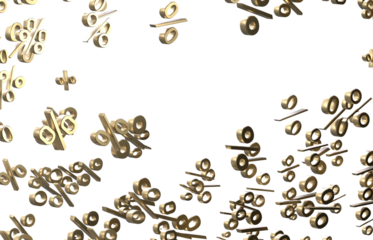 Golden percent signs falling on a black background It s time for a sale