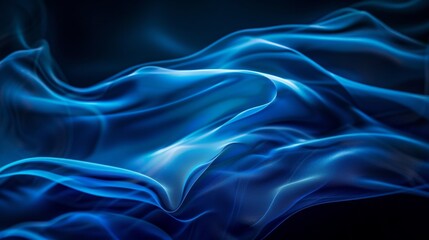 Obraz premium Realistic photo of abstract smooth blue wave on dark background for artistic inspiration