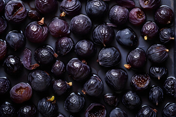 Pattern of dried prunes. Top view  overhead.