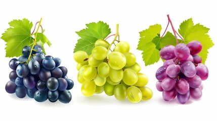 Fototapeta premium grapes isolated on white. Fruits isolated on white. Photo realistic photo.