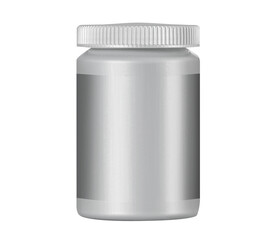 Blank packaging Plastic bottle for medicine product isolated on white background. 3D rendering, 3D illustration