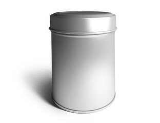 empty aluminium can cosmetic, lotion packaging on a white background Metal cans 3D rendering 3D illustration