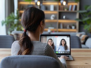 woman meeting online with computer