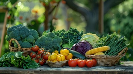 The basket of fresh vegetables