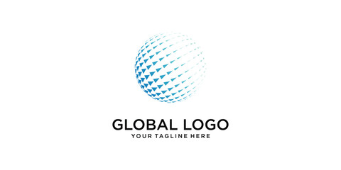 Creative global technology logo design with modern style , premium vector