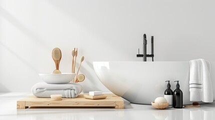 bath accessories on a white background. Accessories isolated on white. Photo realistic photo.