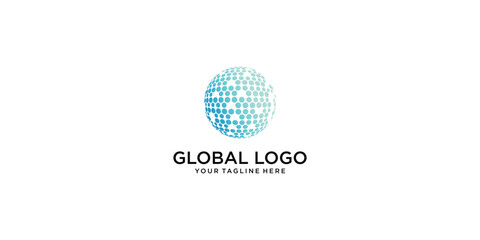 Creative global technology logo design with modern style , premium vector