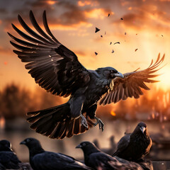 Fototapeta premium eagle in the sunset