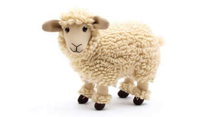 Fototapeta premium sheep toy isolated on white. Baby products isolated on white. Photo realistic photo.