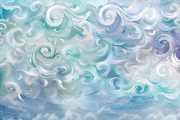 Fototapeta premium Watercolor illustration of abstract pastel waves and swirls in soft hues blending seamlessly in a flowing pattern