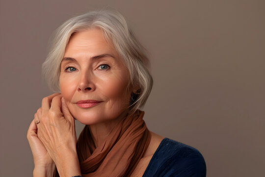 50-year-old woman with natural skin and no makeup, close-up shot