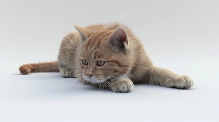 cat isolated on white background, 3D illustration, cg render. Pet supplies isolated on white. Photo realistic photo.