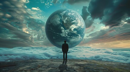 Conceptual photo portraying human condition in an empty world, exploring the essence of existence