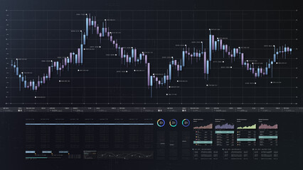 Dynamic data visuals for business info graphics, animated charts, and data-driven insights for a business meeting mock-up. Explore the world of trading, stock exchanges, and crypto