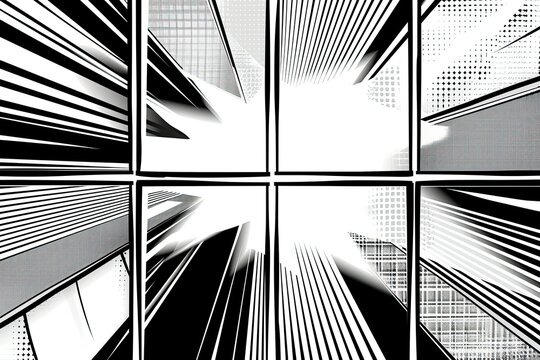 empty comic book panels, black and white layout, editable design