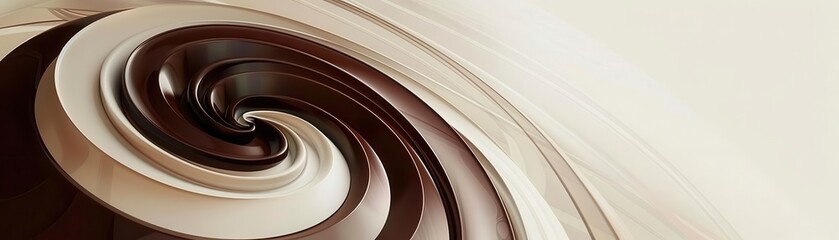 A captivating abstract artwork featuring a swirling blend of chocolate and cream hues, creating a mesmerizing visual effect.