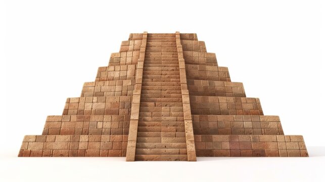3D Render of a Babylonian ziggurat, on isolated white background, Generative AI. Historical events isolated on white. Photo realistic photo.