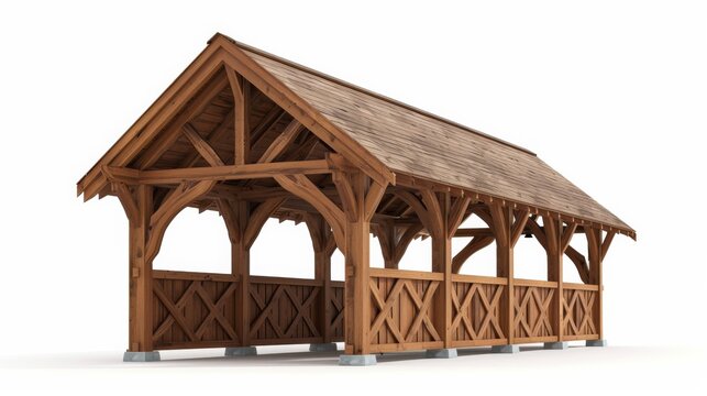 Historic covered bridge, architectural heritage, 3D realistic, isolated on white background. Historical events isolated on white. Photo realistic photo.