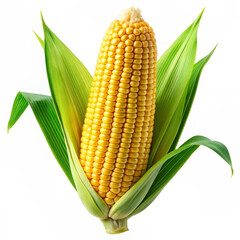 Single Ear of Corn on White Background