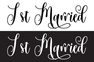 Just married text isolated on white background for wedding. Handwritten lettering composition. Vector just married hand lettering in eps 10.