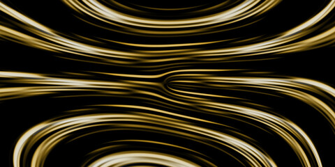 Abstract Gold Swirls on Black Background