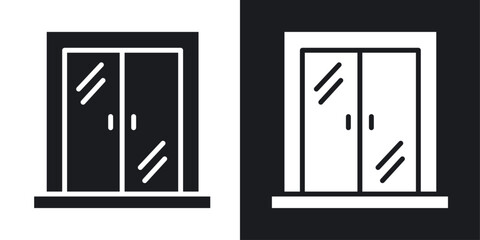 Open window vector icon set in solid style.