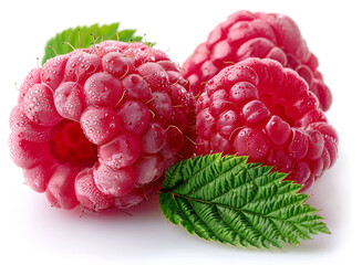 Fresh raspberries isolated on white background