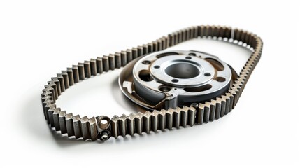Naklejka premium timing belt on a white background. Automotive parts isolated on white. Photo realistic photo.