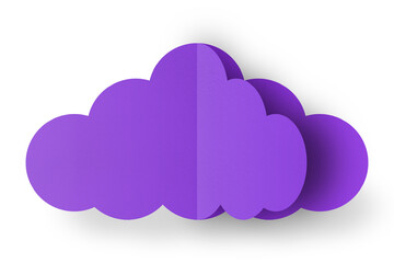 Purple paper clouds isolated on transparent background