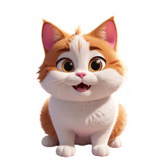 Cute Smiling Cartoon Cat with Orange Fur on transparent background PNG file format