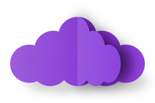 Purple paper clouds isolated on transparent background