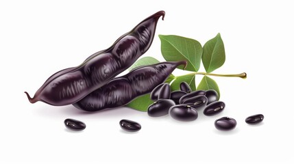 Mucuna Bean Pruriens on a white background. Scientific fields isolated on white. Photo realistic photo.