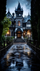 Obraz premium Spooky Victorian Mansion at Dusk