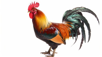 Fototapeta premium rooster isolated on white background. Birds isolated on white. Photo realistic photo.