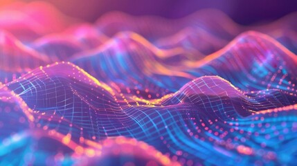 Abstract futuristic design with wavy chaotic lines on a colorful backdrop, suitable for desktop or smartphone decoration.