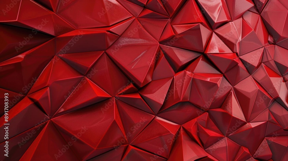 Poster modern abstract red polygonal background with sharp geometric shapes, creating a bold and dynamic vi