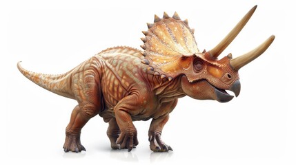 Fototapeta premium Triceratops isolated on white background. Reptiles isolated on white. Photo realistic photo.