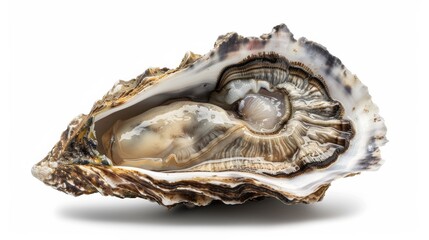 Fresh Oyster on White Background. Shellfish isolated on white. Photo realistic photo.